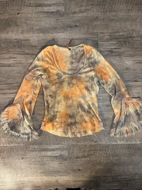 Language Los Angeles Boho Tie-Dye Bell Sleeve Long Sleeve Tee - Size M